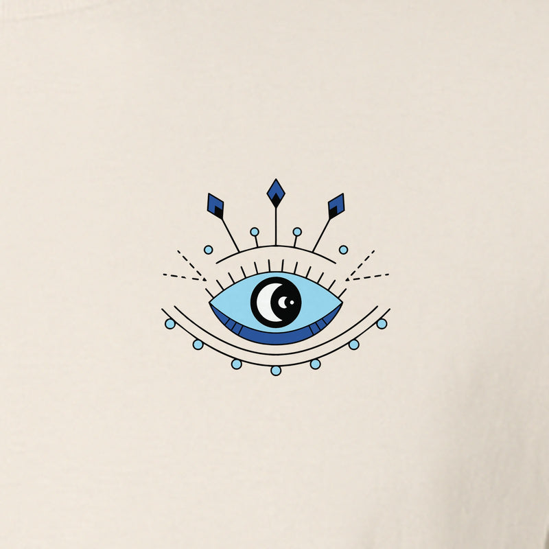 Evil Eye T-Shirt, Minimalist Celestial Pocket Graphic for Mystic Symbol Fans
