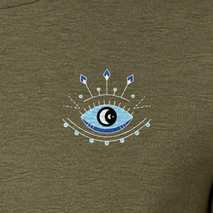 Evil Eye T-Shirt, Minimalist Celestial Pocket Graphic for Mystic Symbol Fans