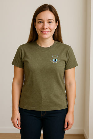 Evil Eye T-Shirt, Minimalist Celestial Pocket Graphic for Mystic Symbol Fans