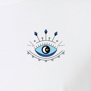 Evil Eye T-Shirt, Minimalist Celestial Pocket Graphic for Mystic Symbol Fans