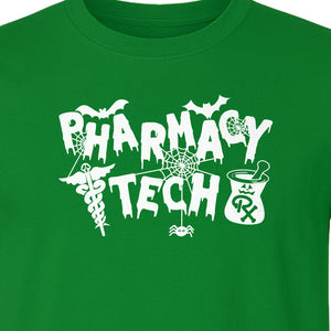 Pharmacy Tech T-Shirt, Halloween Spooky Medical Worker Design for Healthcare Coworkers