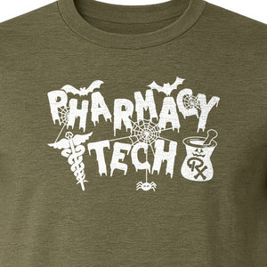 Pharmacy Tech T-Shirt, Halloween Spooky Medical Worker Design for Healthcare Coworkers