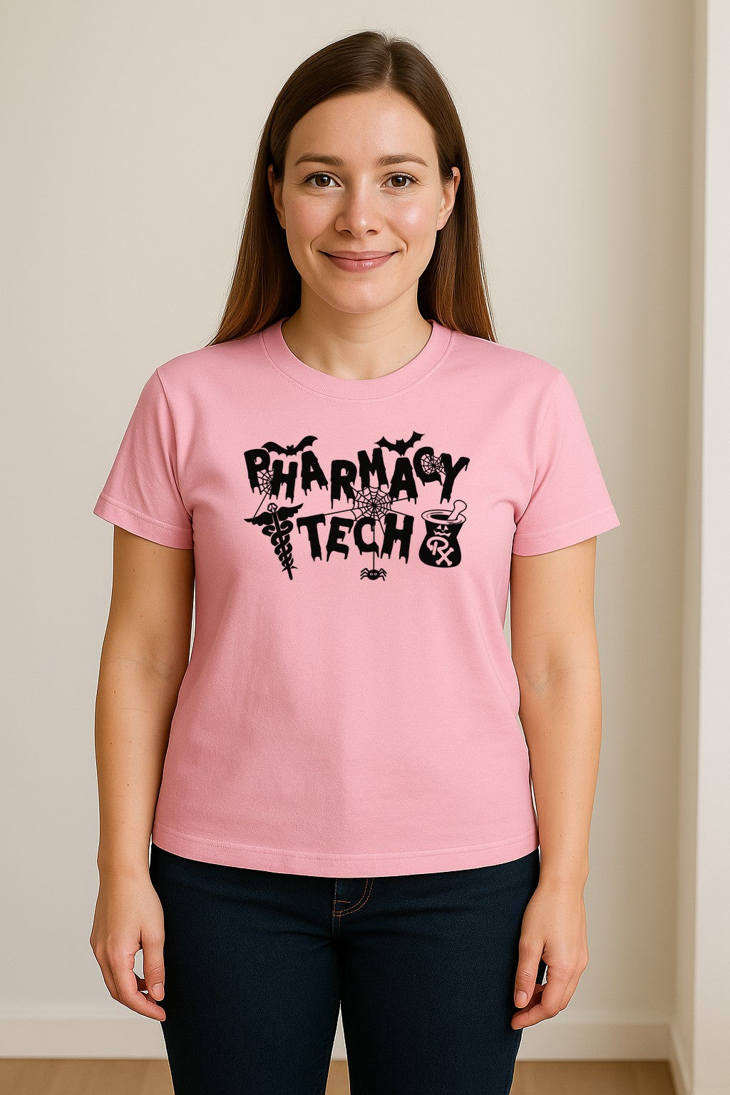 Pharmacy Tech T-Shirt, Halloween Spooky Medical Worker Design for Healthcare Coworkers