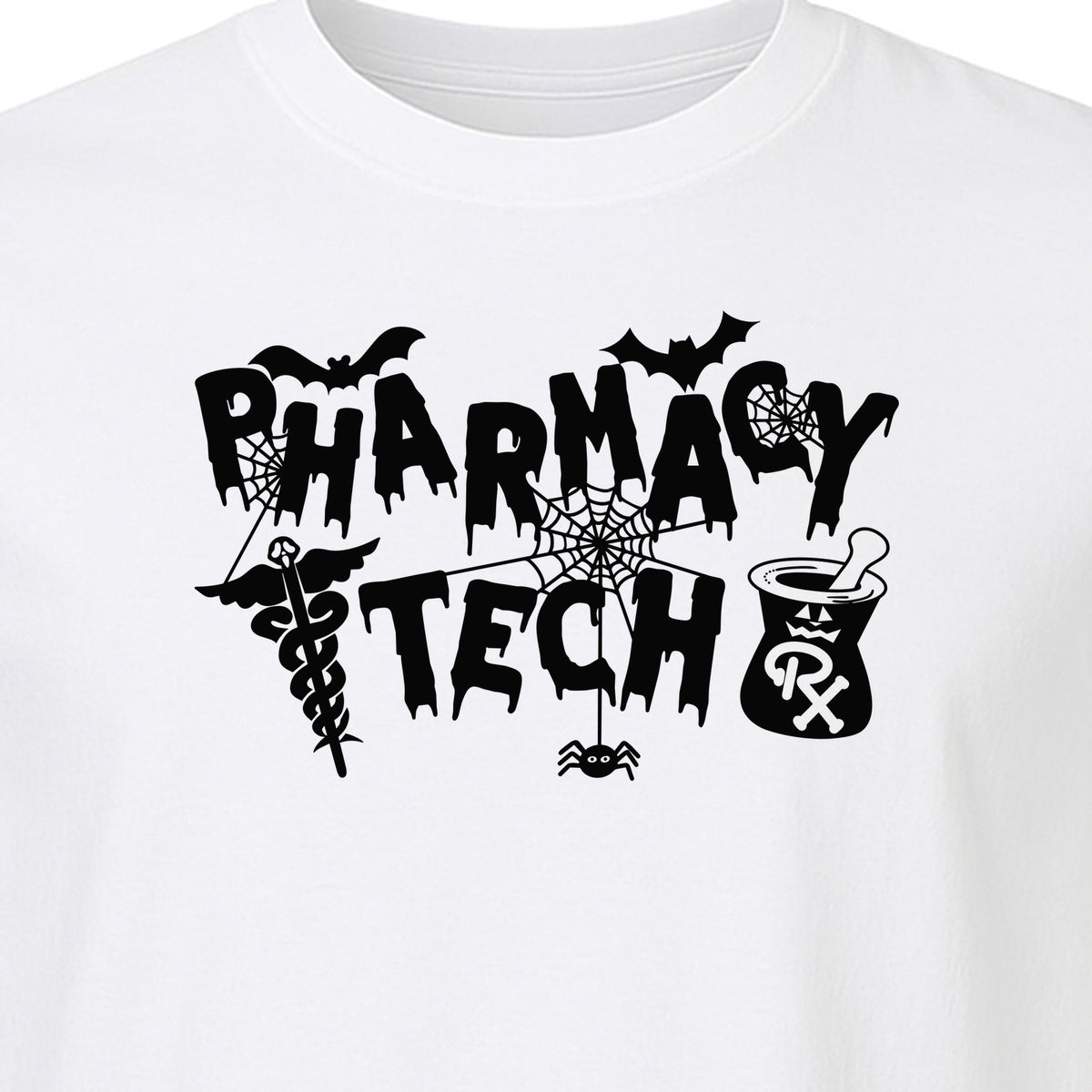 Pharmacy Tech T-Shirt, Halloween Spooky Medical Worker Design for Healthcare Coworkers