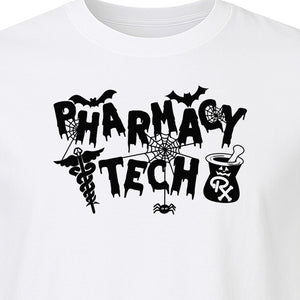 Pharmacy Tech T-Shirt, Halloween Spooky Medical Worker Design for Healthcare Coworkers