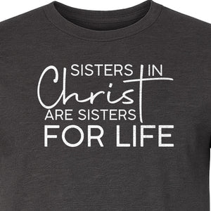 Sisters in Christ Faith T-Shirt, Cross Lettering Christian Graphic for Church Groups and Bible Study Friends