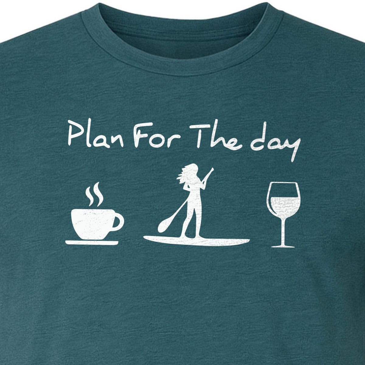 Paddleboarding T-Shirt, Plan For The Day Coffee Wine Graphic for SUP Fans
