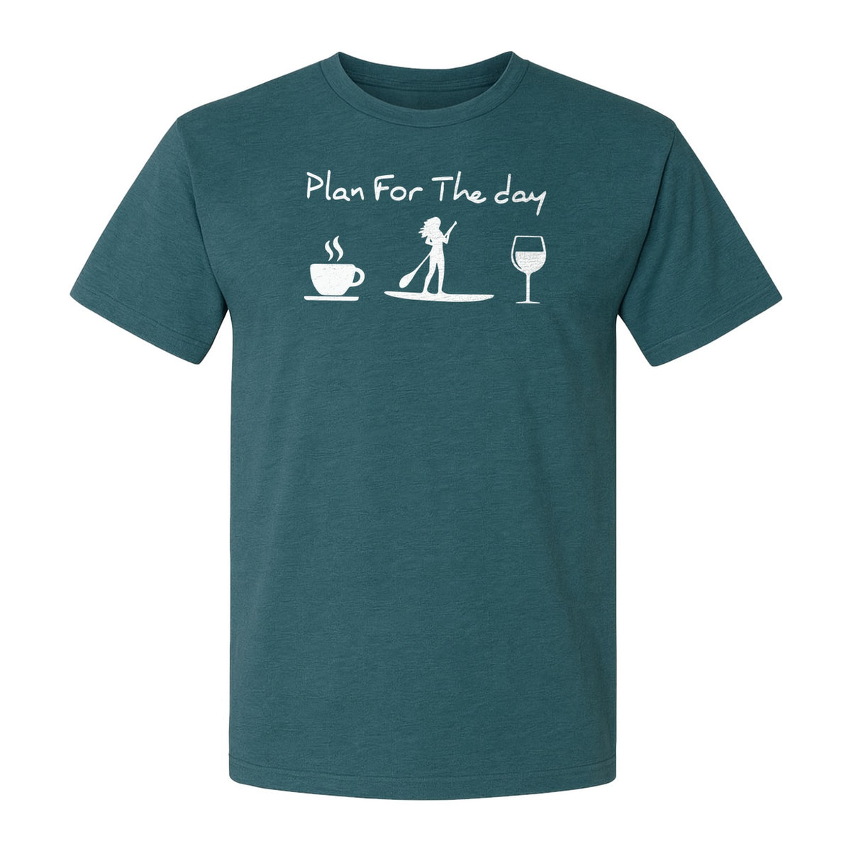 Paddleboarding T-Shirt, Plan For The Day Coffee Wine Graphic for SUP Fans