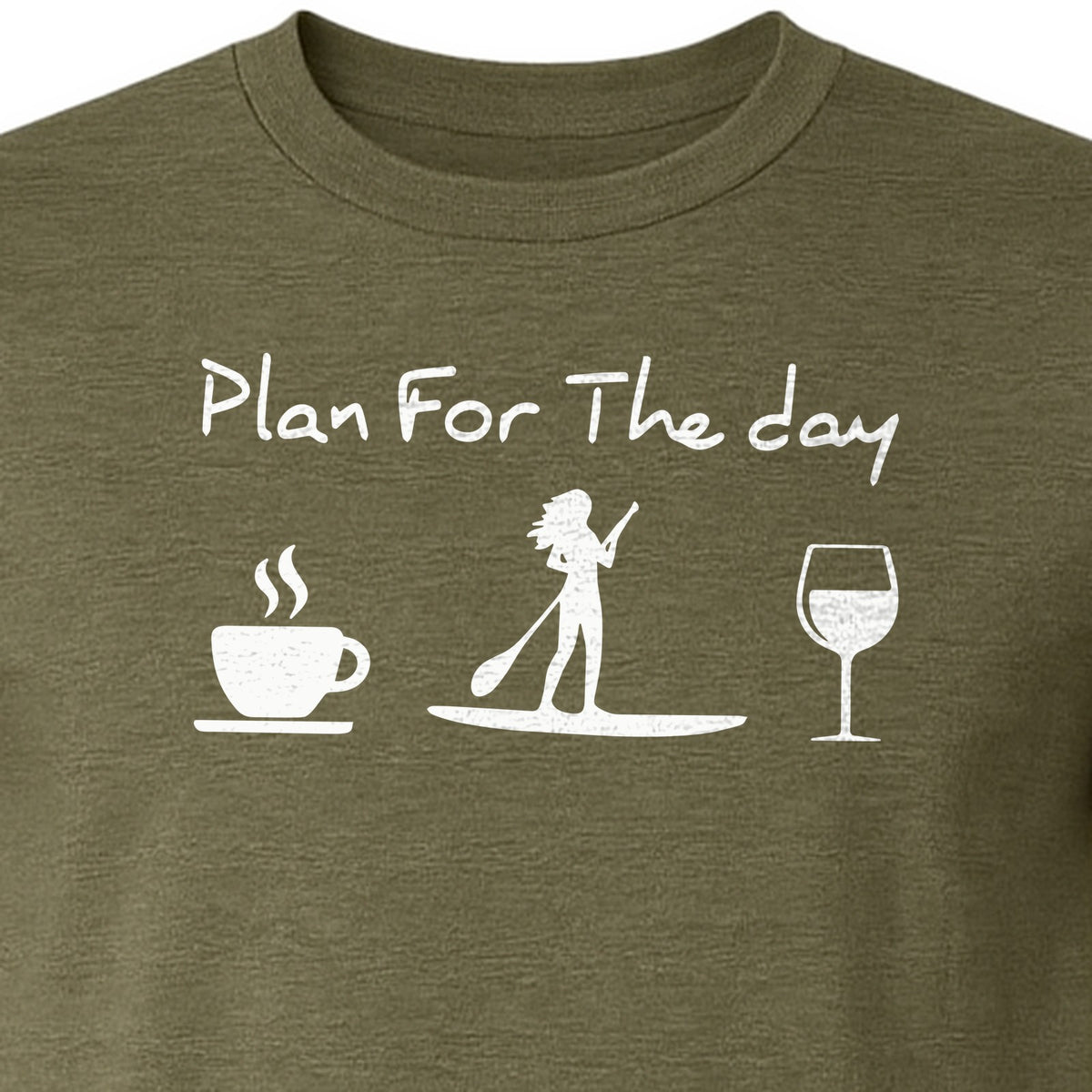 Paddleboarding T-Shirt, Plan For The Day Coffee Wine Graphic for SUP Fans