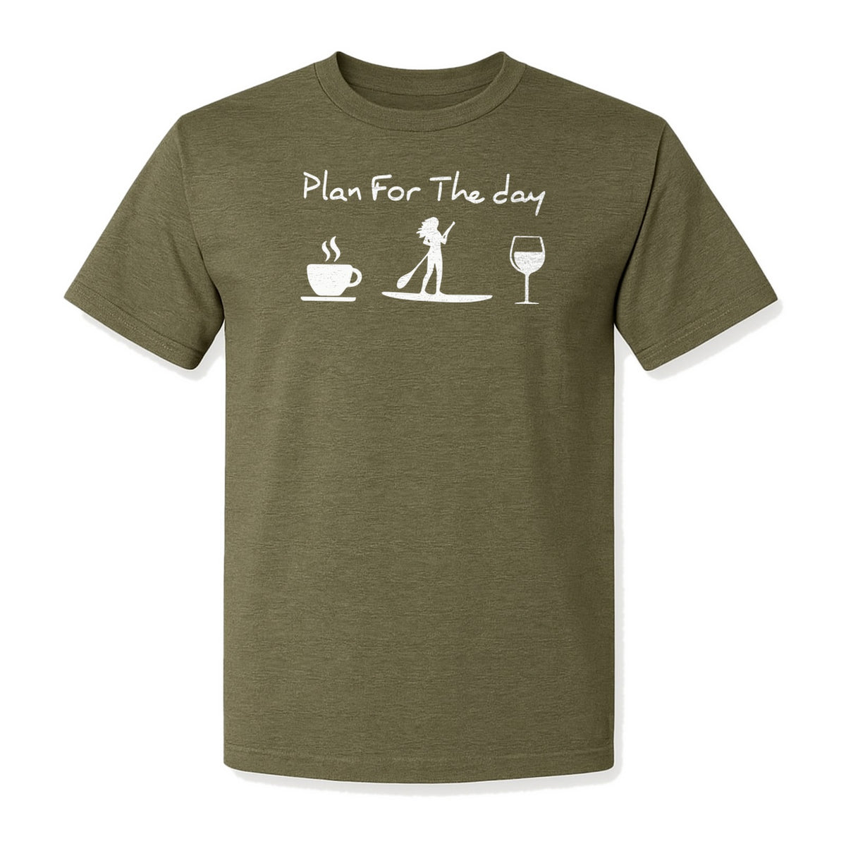 Paddleboarding T-Shirt, Plan For The Day Coffee Wine Graphic for SUP Fans