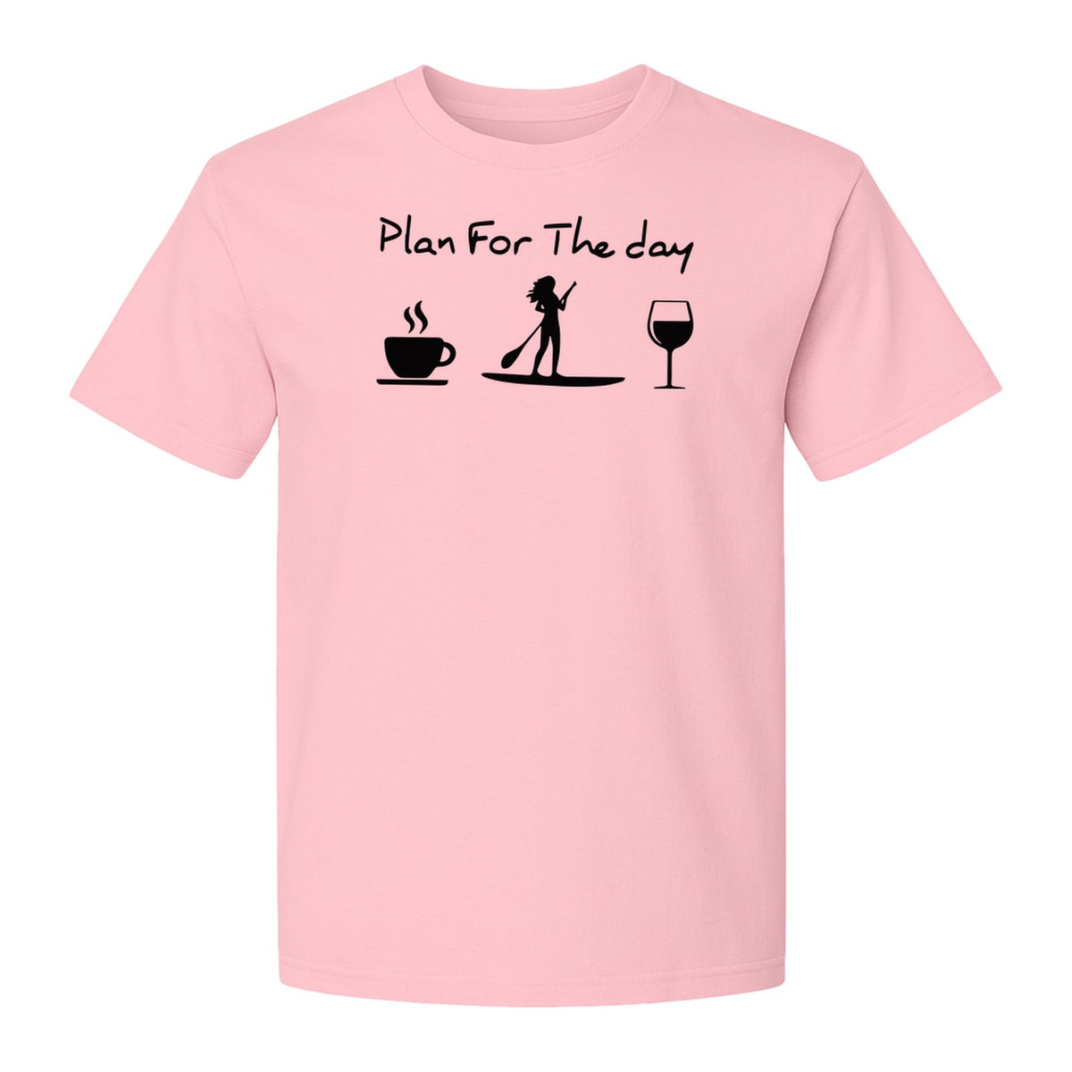 Paddleboarding T-Shirt, Plan For The Day Coffee Wine Graphic for SUP Fans