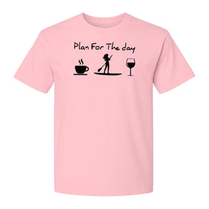 Paddleboarding T-Shirt, Plan For The Day Coffee Wine Graphic for SUP Fans