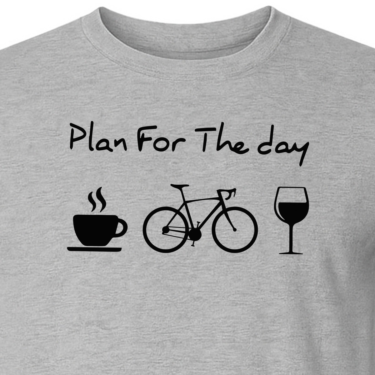 Cycling T-Shirt, Plan for the Day Coffee Bike Wine Graphic Gift for Cyclists