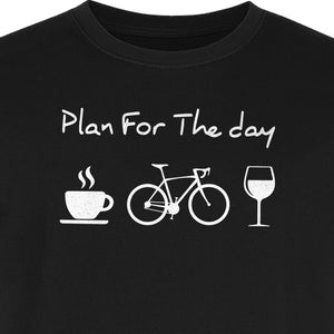 Cycling T-Shirt, Plan for the Day Coffee Bike Wine Graphic Gift for Cyclists