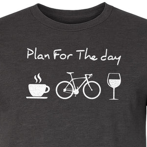 Cycling T-Shirt, Plan for the Day Coffee Bike Wine Graphic Gift for Cyclists