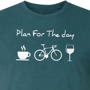 Cycling T-Shirt, Plan for the Day Coffee Bike Wine Graphic Gift for Cyclists
