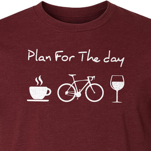 Cycling T-Shirt, Plan for the Day Coffee Bike Wine Graphic Gift for Cyclists