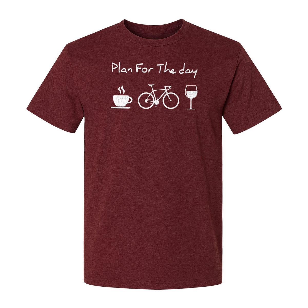 Cycling T-Shirt, Plan for the Day Coffee Bike Wine Graphic Gift for Cyclists