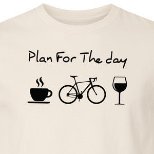 Cycling T-Shirt, Plan for the Day Coffee Bike Wine Graphic Gift for Cyclists