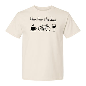 Cycling T-Shirt, Plan for the Day Coffee Bike Wine Graphic Gift for Cyclists