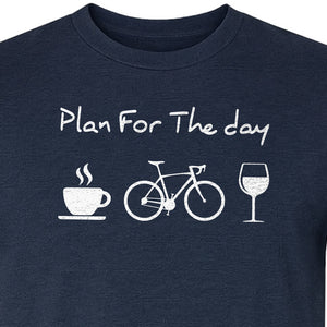 Cycling T-Shirt, Plan for the Day Coffee Bike Wine Graphic Gift for Cyclists