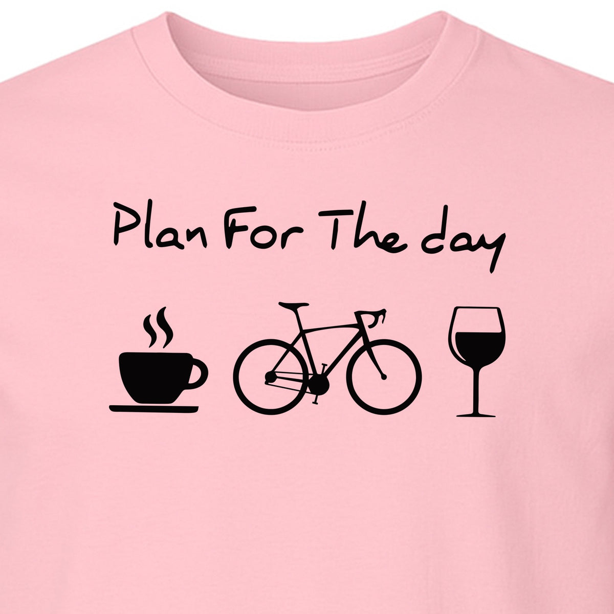 Cycling T-Shirt, Plan for the Day Coffee Bike Wine Graphic Gift for Cyclists