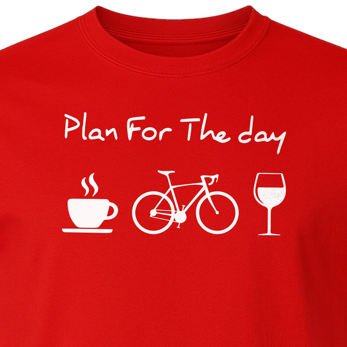 Cycling T-Shirt, Plan for the Day Coffee Bike Wine Graphic Gift for Cyclists