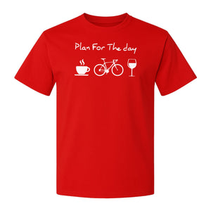Cycling T-Shirt, Plan for the Day Coffee Bike Wine Graphic Gift for Cyclists