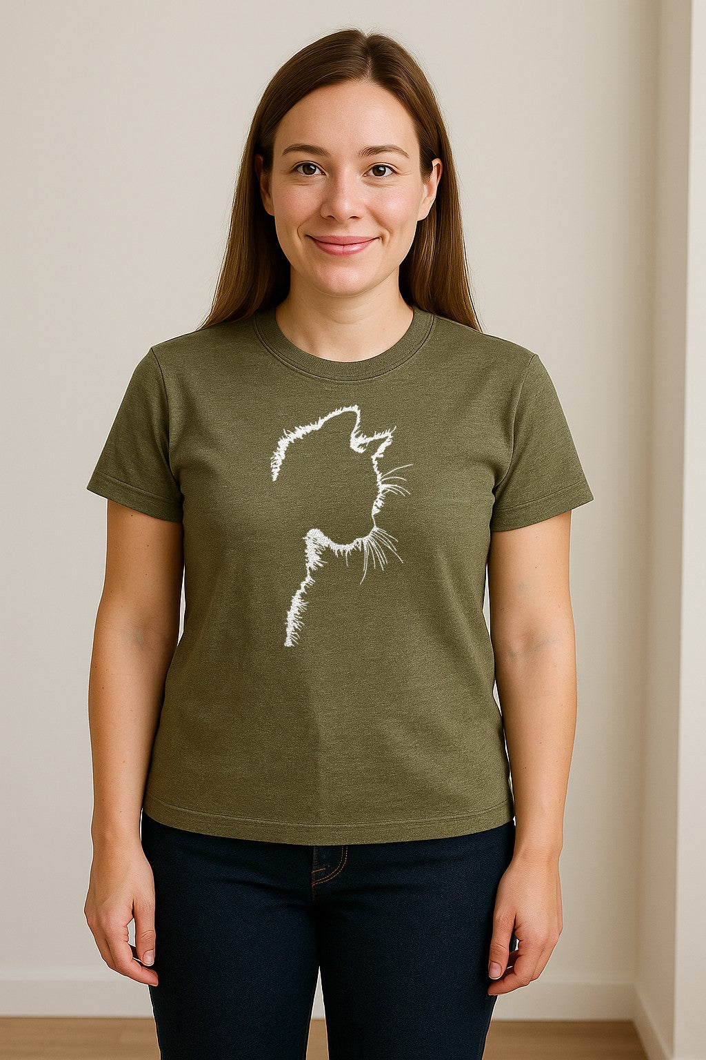 Cat Silhouette T-Shirt, Funny Feline Outline Design for Kitty Lovers and Pet Parents