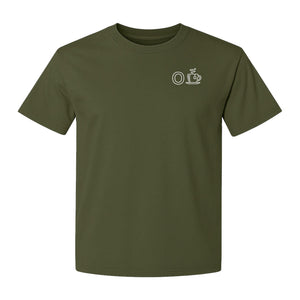 Occupational Therapist T-Shirt, Small Chest O and Coffee Cup Graphic for OT Professionals