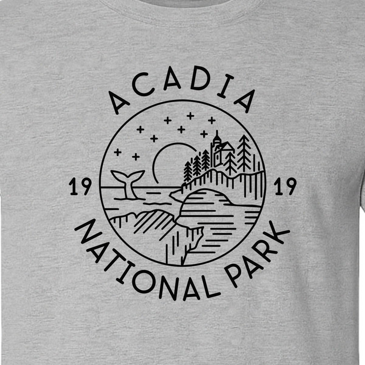 Acadia National Park T-Shirt, 1919 Mountain Landscape Graphic for Maine Hiking and Camping Trips