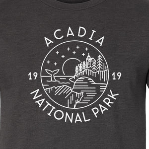 Acadia National Park T-Shirt, 1919 Mountain Landscape Graphic for Maine Hiking and Camping Trips