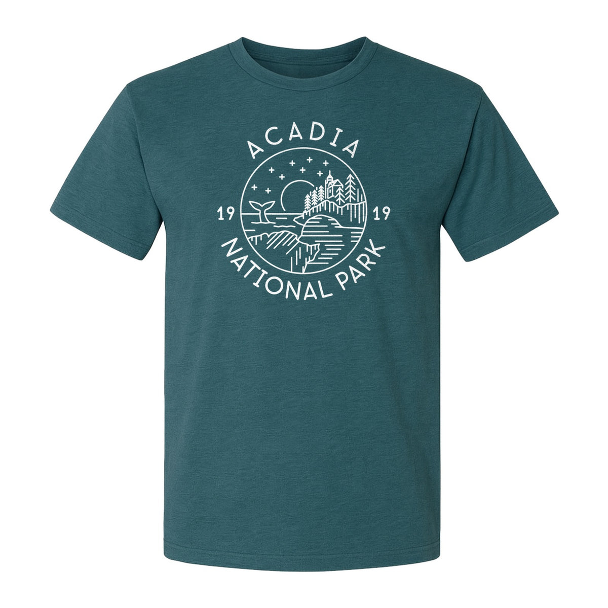 Acadia National Park T-Shirt, 1919 Mountain Landscape Graphic for Maine Hiking and Camping Trips