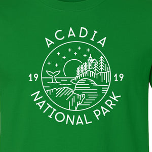 Acadia National Park T-Shirt, 1919 Mountain Landscape Graphic for Maine Hiking and Camping Trips