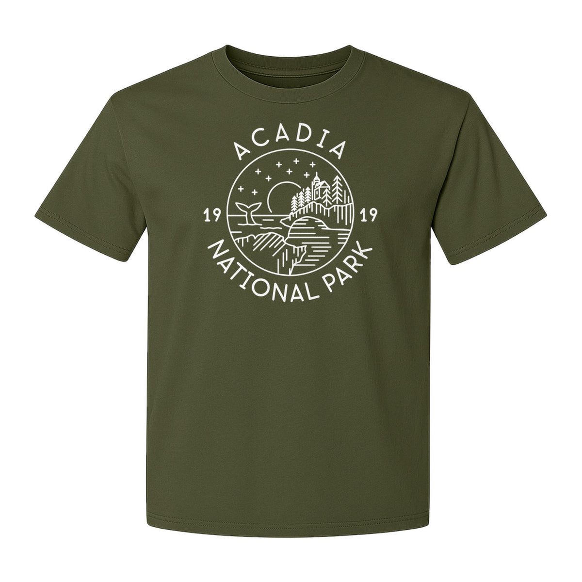 Acadia National Park T-Shirt, 1919 Mountain Landscape Graphic for Maine Hiking and Camping Trips