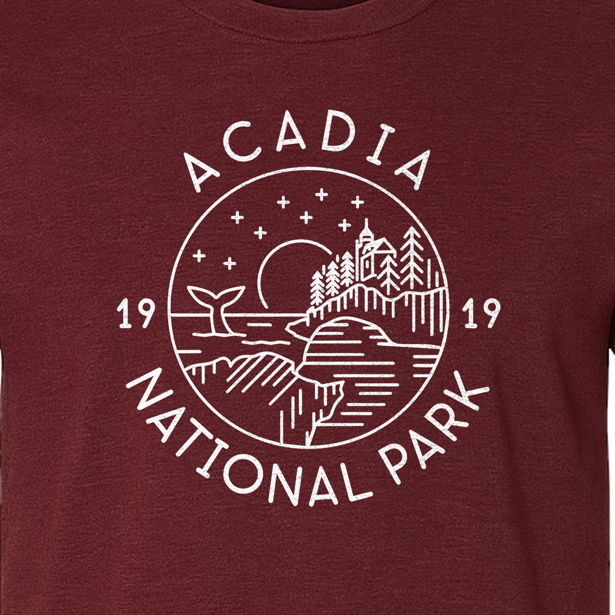 Acadia National Park T-Shirt, 1919 Mountain Landscape Graphic for Maine Hiking and Camping Trips
