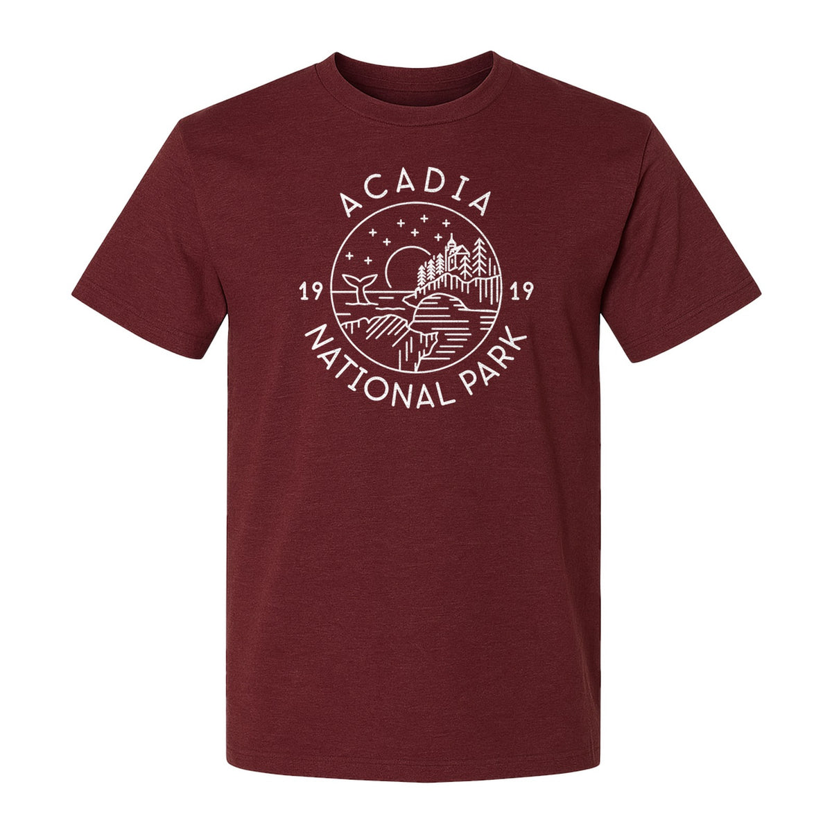 Acadia National Park T-Shirt, 1919 Mountain Landscape Graphic for Maine Hiking and Camping Trips