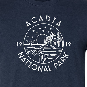 Acadia National Park T-Shirt, 1919 Mountain Landscape Graphic for Maine Hiking and Camping Trips