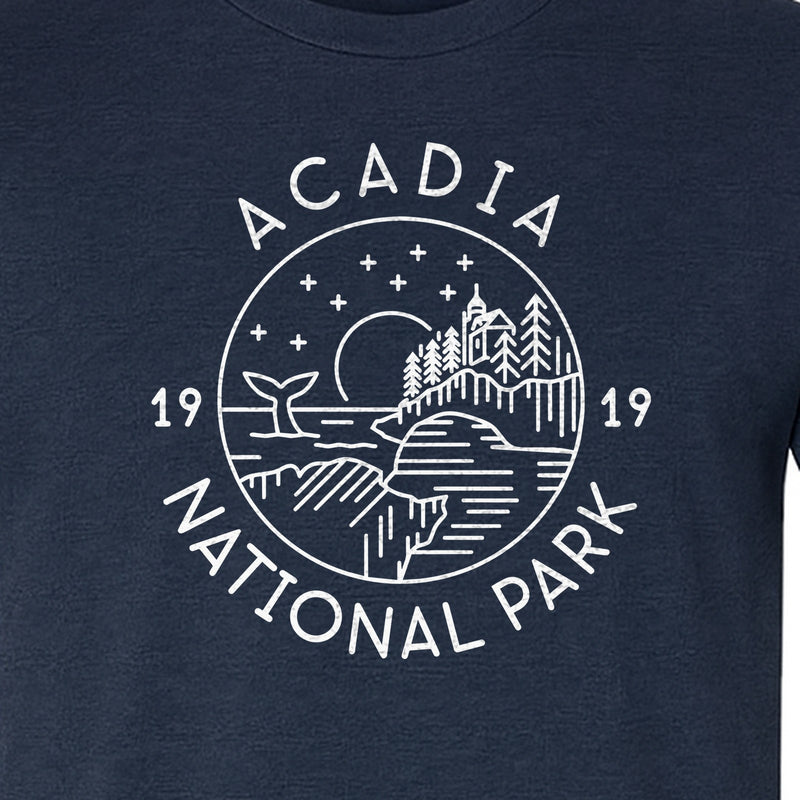 Acadia National Park T-Shirt, 1919 Mountain Landscape Graphic for Maine Hiking and Camping Trips
