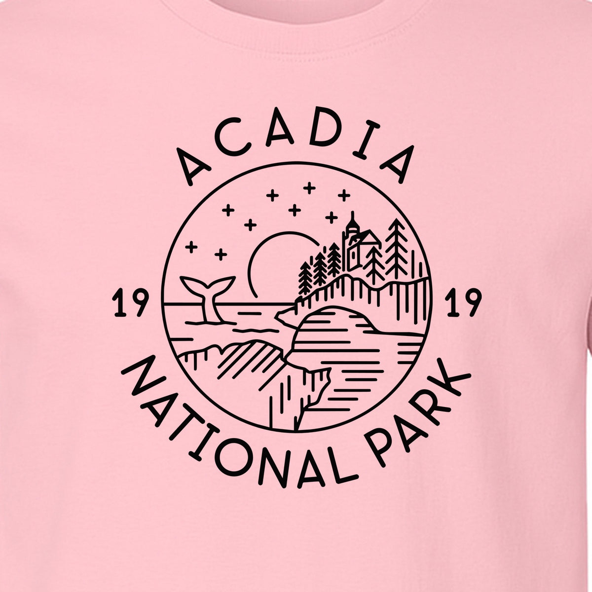 Acadia National Park T-Shirt, 1919 Mountain Landscape Graphic for Maine Hiking and Camping Trips