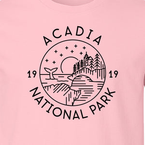 Acadia National Park T-Shirt, 1919 Mountain Landscape Graphic for Maine Hiking and Camping Trips