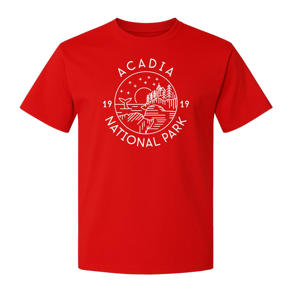 Acadia National Park T-Shirt, 1919 Mountain Landscape Graphic for Maine Hiking and Camping Trips