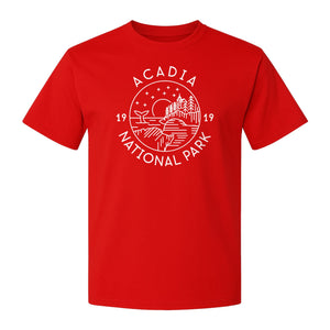 Acadia National Park T-Shirt, 1919 Mountain Landscape Graphic for Maine Hiking and Camping Trips