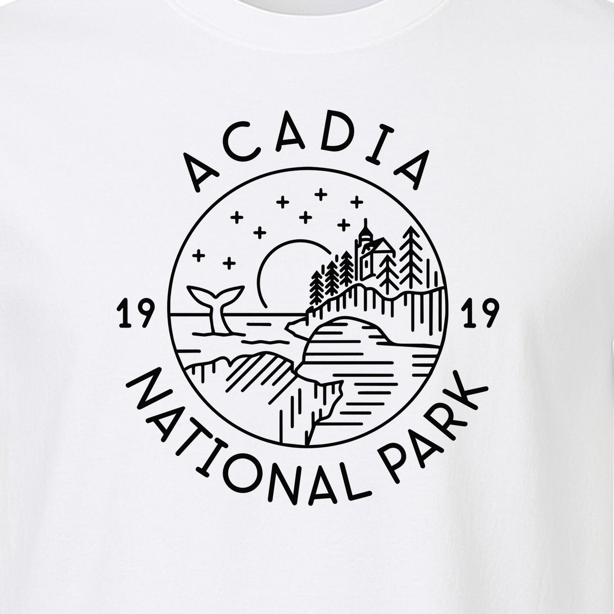 Acadia National Park T-Shirt, 1919 Mountain Landscape Graphic for Maine Hiking and Camping Trips