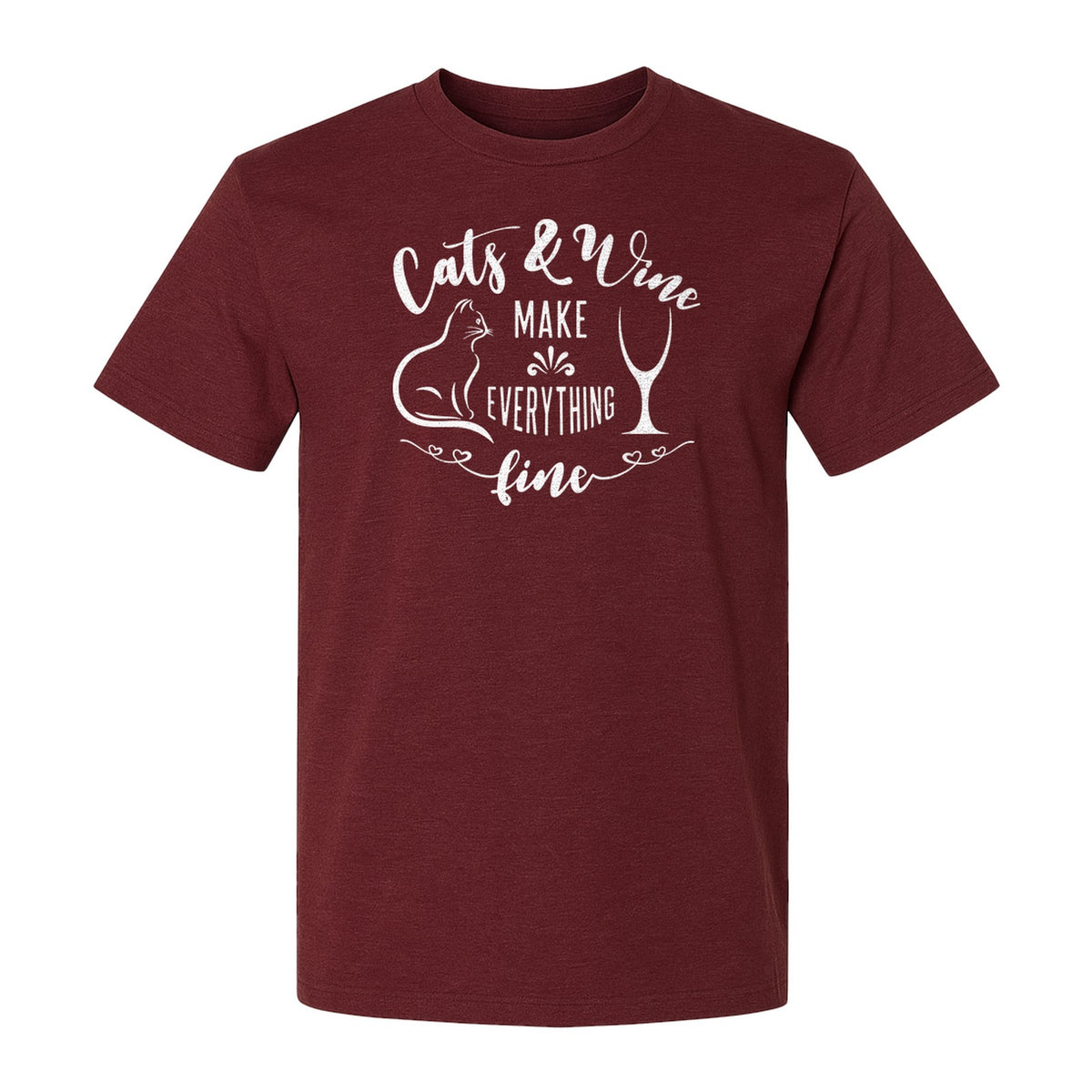 Cat and Wine T-Shirt, Everything Fine Graphic for Kitty Moms and Girls Night