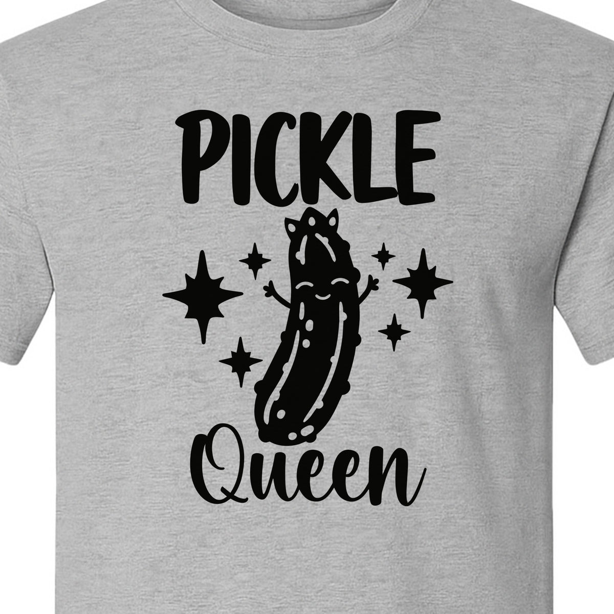 Pickle Queen T-Shirt, Funny Crowned Dill Graphic with Sparkling Stars for Food Lovers