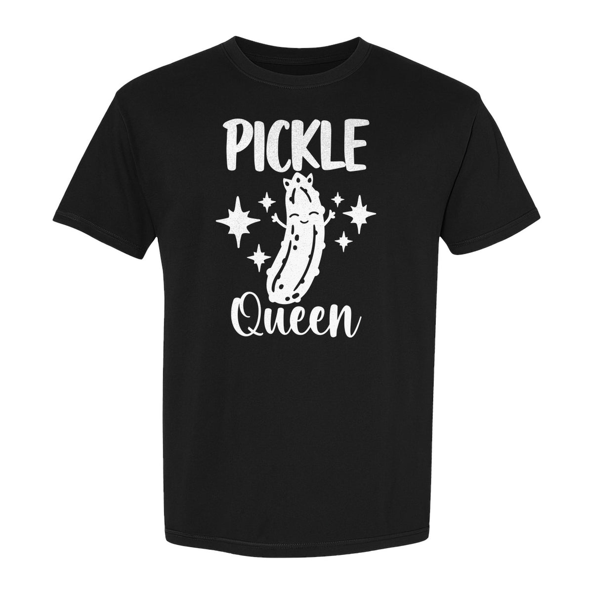 Pickle Queen T-Shirt, Funny Crowned Dill Graphic with Sparkling Stars for Food Lovers