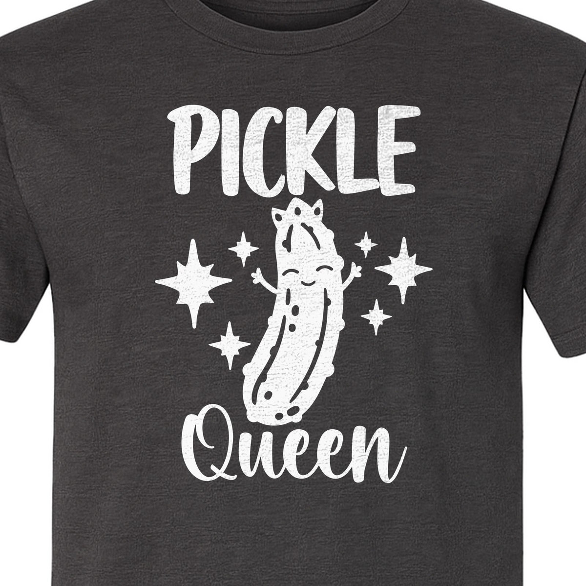 Pickle Queen T-Shirt, Funny Crowned Dill Graphic with Sparkling Stars for Food Lovers