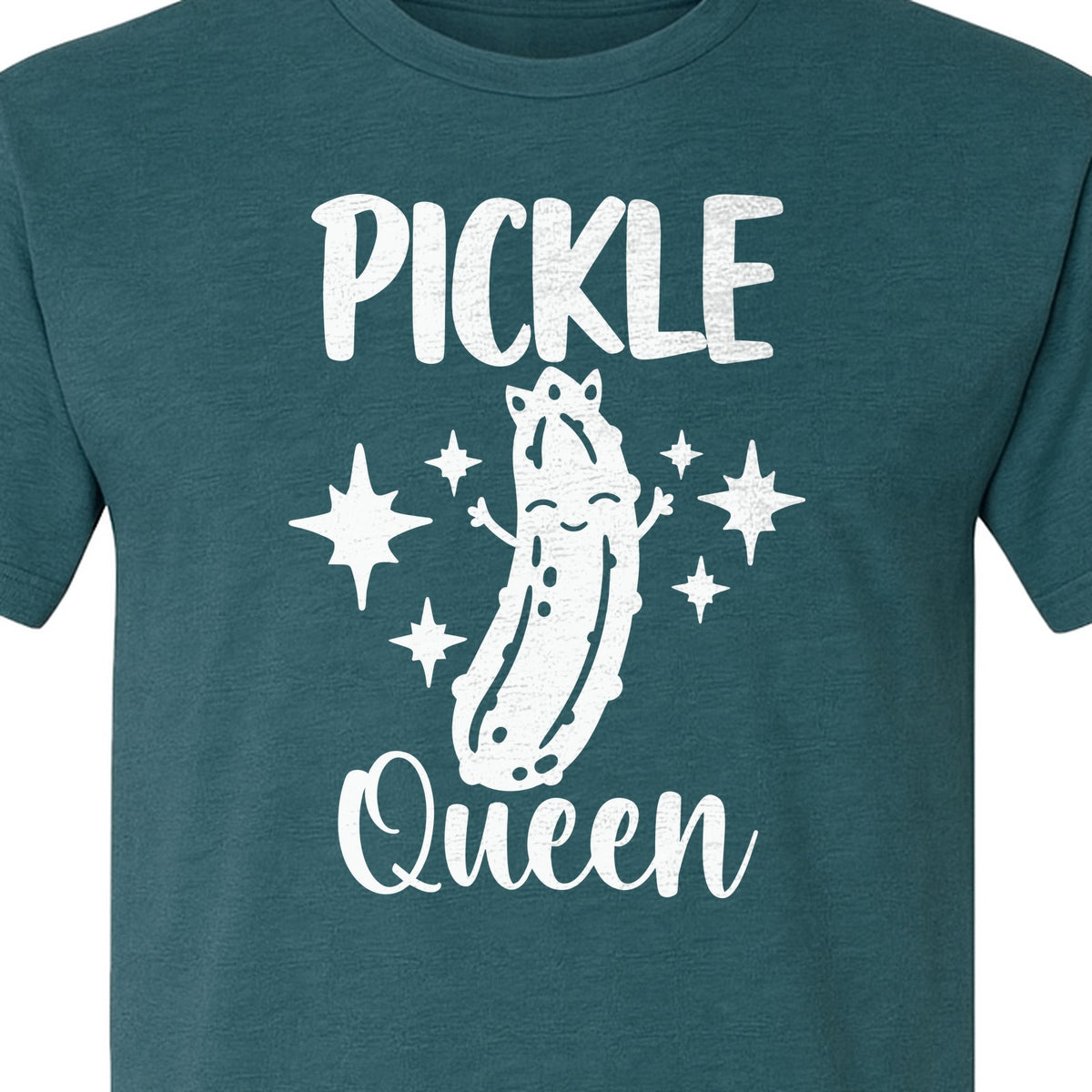 Pickle Queen T-Shirt, Funny Crowned Dill Graphic with Sparkling Stars for Food Lovers