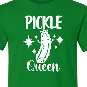 Pickle Queen T-Shirt, Funny Crowned Dill Graphic with Sparkling Stars for Food Lovers
